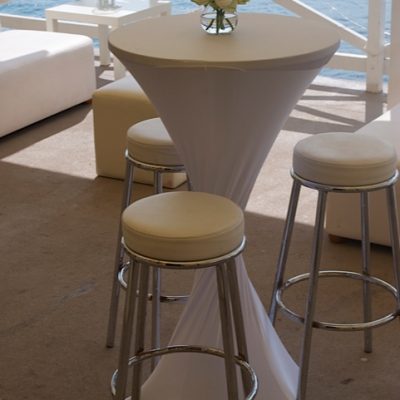 Cocktail Stool White Cushion Hire